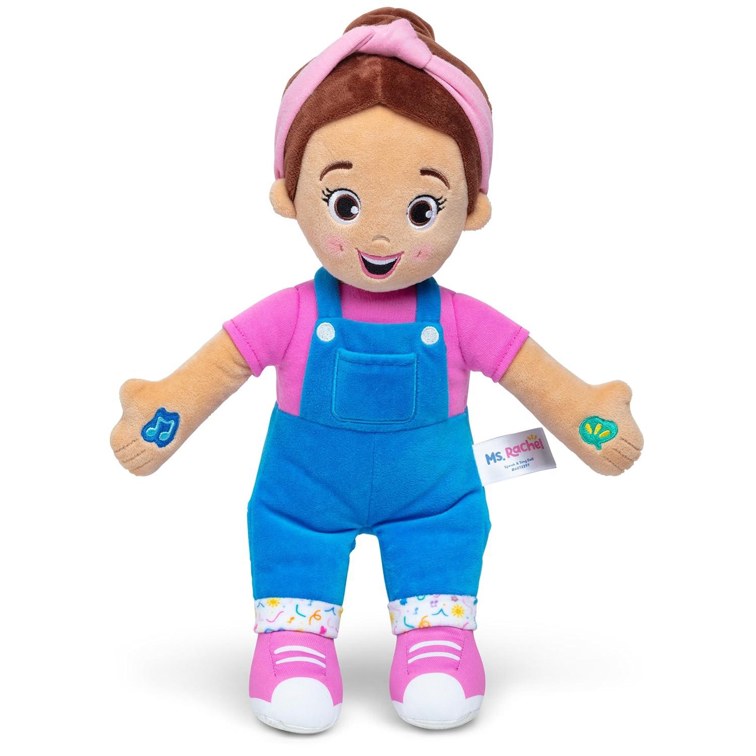 A 16-inch plush Ms. Rachel doll with a soft body, featuring the likeness of the children's educator Ms. Rachel